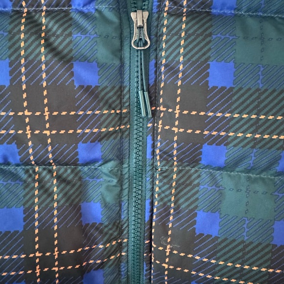 The North Face Blue and Black Plaid Puffer Jacket - Picture 3 of 5